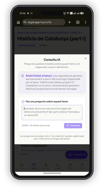 Conversa de tutoria contextualitzada amb Nogal