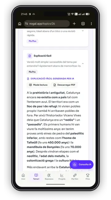 Explicació simplificada dins de Nogal
